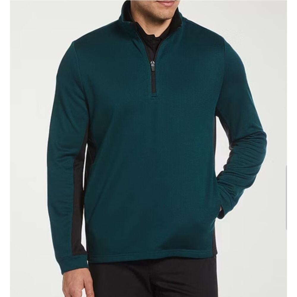 PGA Tour Mens Micro Jacquard Quarter-Zip Pullover Sweater Green Blue‎  Size XXL